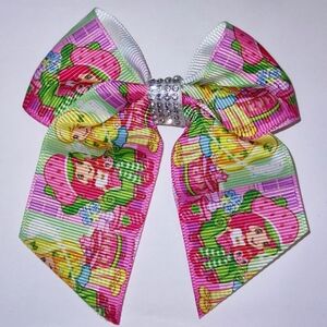 Strawberry Shortcake Fabric Hair Bow w/ Crystals